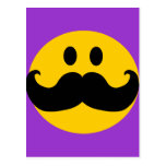 Smiley del bigote (color de fondo adaptable) tarjeta postal