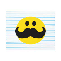 Smiley del bigote impresion de lienzo