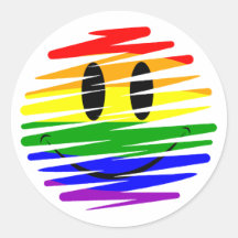 Smiley del orgullo gay pegatina redonda