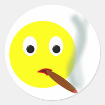 Smilie Zigarre smiley cigar Runde Aufkleber