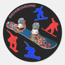SNOWBOARD PEGATINAS REDONDAS