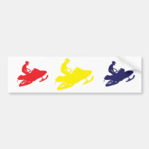 Snowmobiler/rojo, amarillo, azul pegatina de parachoque