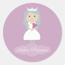 sobrio-princesa-cuadrado pegatinas redondas