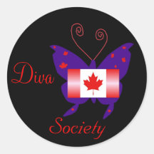 Sociedad canadiense de la mariposa de la diva etiquetas redondas