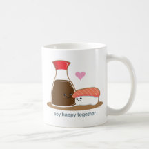 Soja feliz junto tazas de café