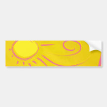 sol del dibujo animado del garabato etiqueta de parachoque
