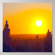 Sol finlandés de la tarde de Laponia Impresiones