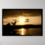 sol naciente en el lago impresiones