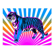 Sol naciente retro del tigre del tigre 80s de Core Tarjetas Postales
