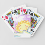 Sol sonriente de la salida del sol feliz cartas de juego