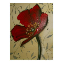 Sola amapola roja postal