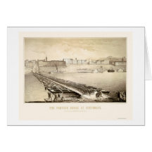 Soldados en un puente pontón 1864 de Cincinnati Felicitación