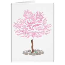 Solo árbol rosado tarjetas