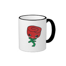 solo personaje de dibujos animados del rosa rojo d tazas