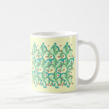 Sombras de las bayas del arte abstracto verde taza
