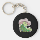 sombrero que lleva de la tortuga linda llaveros personalizados