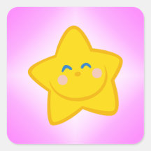 Sonriendo poca estrella calcomanías cuadradases