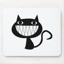 Sonrisa del gato negro del dibujo animado alfombrillas de ratones