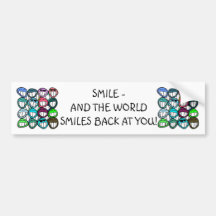 ¡Sonrisa - y el mundo sonríe detrás en usted! Pegatina De Parachoque