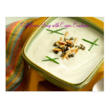 Sopa de Califlower con la emulsión de la alcaparra Tarjeta Postal