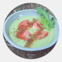 Sopa del aguacate del calabacín pegatinas redondas