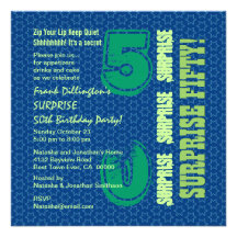 SORPRENDA las 50.as estrellas W1882 del verde azul Invitación Personalizada