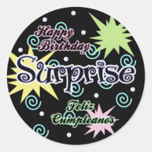 ¡Sorpresa! Cumpleaños del confeti Etiquetas Redondas