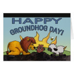 Sorpresa del día del león y del Cordero-Groundhog Felicitación