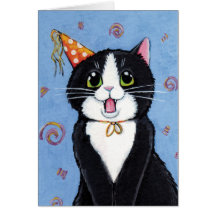 ¡Sorpresa! tarjeta del feliz cumpleaños del gato d