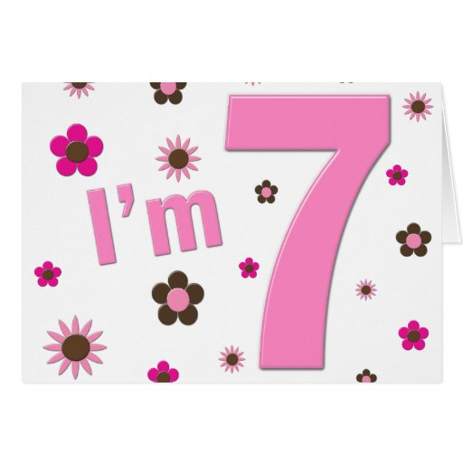 Soy 7 flores del rosa y de Brown Felicitacion