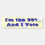 Soy el bumpersticker del 99% (y yo vote) pegatina de parachoque