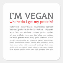 Soy vegano: ¿De dónde consigo mi proteína? Pegatina Cuadradas