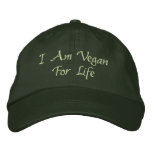 Soy vegano para la vida. Verde. Lema. Personalizad gorras bordados