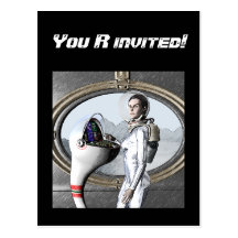 spacegirl del vintage tarjeta postal