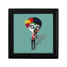 Spooky Dia de Los Muertos Girl Caja De Recuerdo