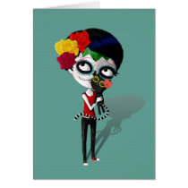 Spooky Dia de Los Muertos Girl tarjetas