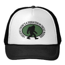 Squatch oval fresco en estas maderas gorras