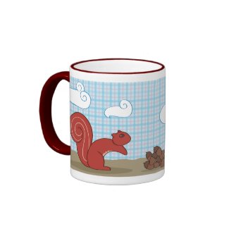 Squirrels with acorns tazas