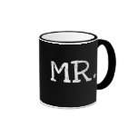 Sr. blanco del texto del novio tazas de café