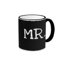 Sr. blanco del texto del novio tazas de café