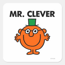 Sr. Clever Classic Calcomanías Cuadradas Personalizadas