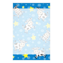 Sr. feliz lindo Cow Print - azul Papelería Personalizada