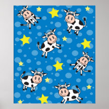 Sr. feliz lindo Cow Print - azul Posters