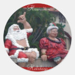 Sr. y señora hawaianos Santa, pegatinas