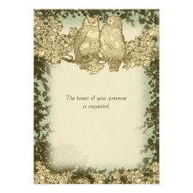 Sr. y señora Owl Wedding Invitation del vintage Comunicado
