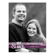 Sr. y señora Wedding Thank You Card - ciruelo Postal