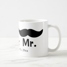 Sr. y Sr. Mustache Gay Wedding Customizable Taza De Café