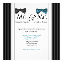Sr. y Sr. pajaritas y boda rayado Pin invitan Anuncios Personalizados