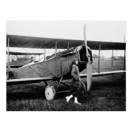 Srta. Katherine Stinson y su avión de Curtiss Tarjeta Postal