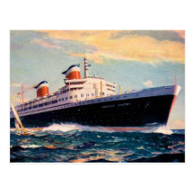 ss Estados Unidos en el mar Postal